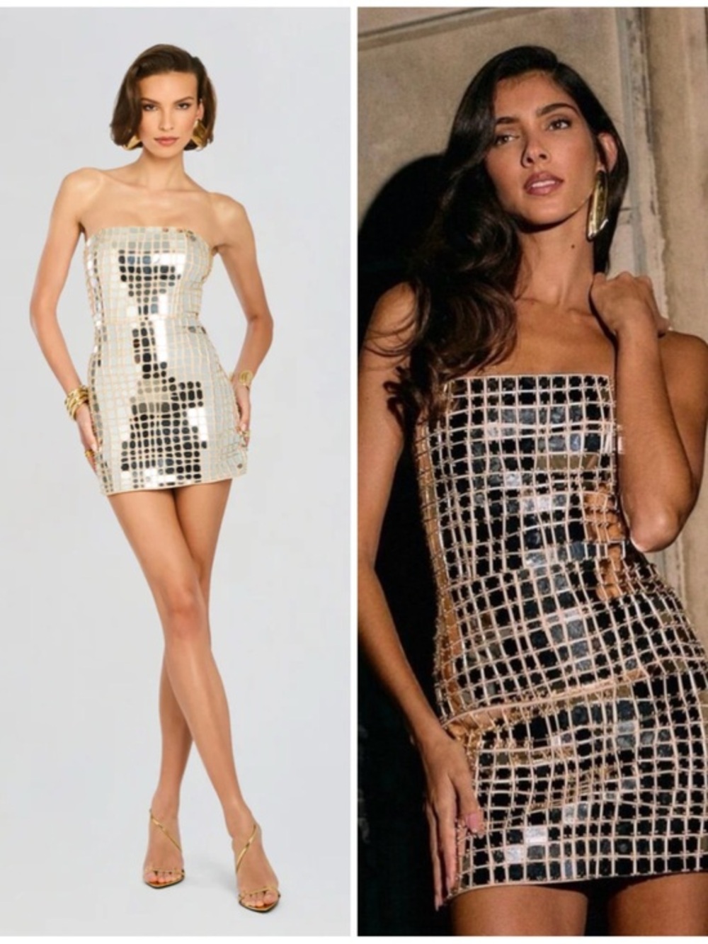 Retrofete Kaleido Womens Embellished Strapless Mini Dress Gold Size Large
